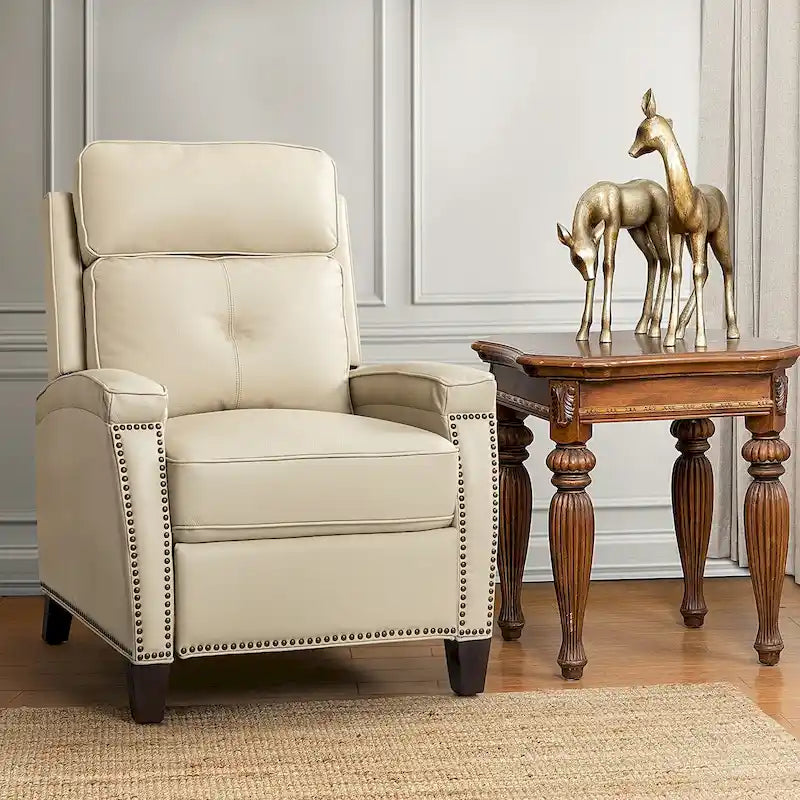 Mid-Century Modern Pushback Recliner with Nailhead Trim