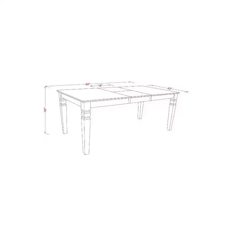 Beachy Boho Dining Set - 6Pc Rectangular Table & 4 Chairs Plus Bench - 42/60 Inch