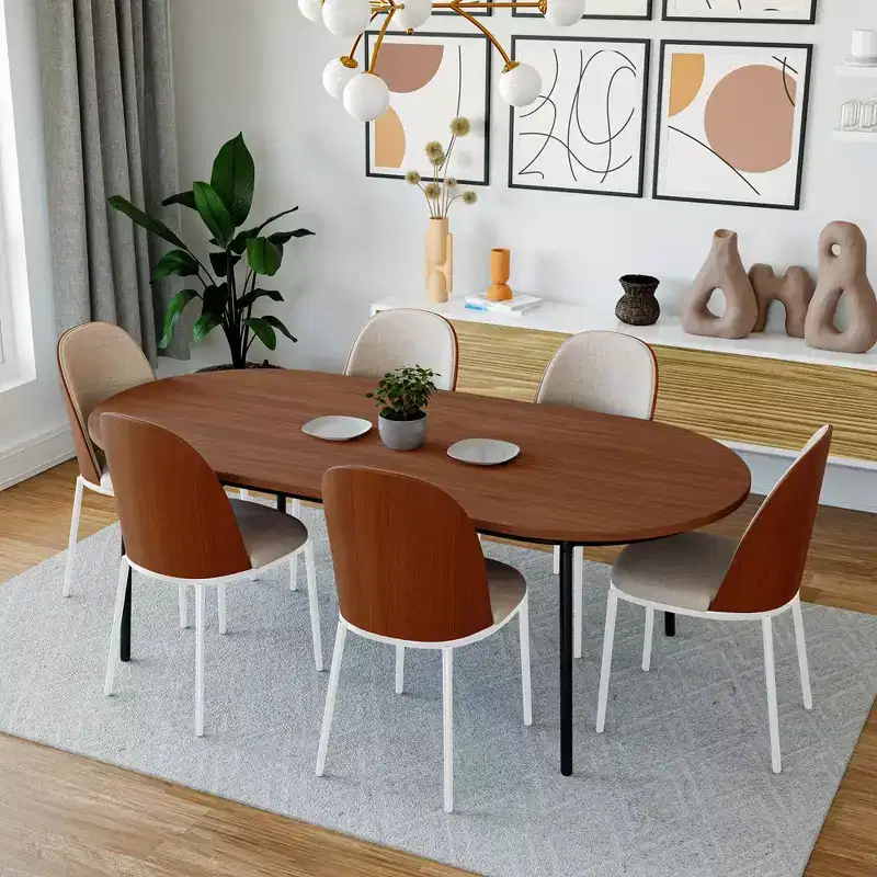 LeisureMod Tule Modern Dining Chair Set of 4 with PU Leather, Velvet, or Suede Seat and White Steel Frame  Kitchen, Dining Room, Home, Cafe, Seating