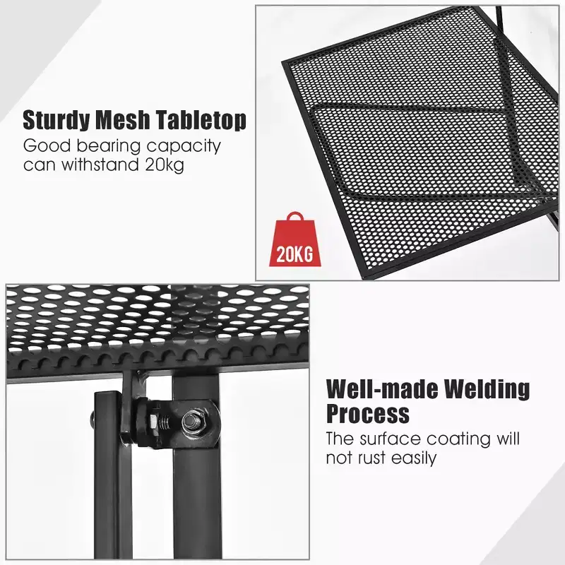 Costway Folding Hanging Table Adjustable Balcony Railing Table Patio Deck Black