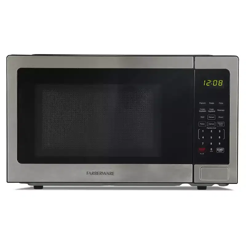 Farberware 1.1 Cu. Ft. Countertop Microwave Oven  1000W Power, Auto Cook Settings, Defrost, and Safety Lock