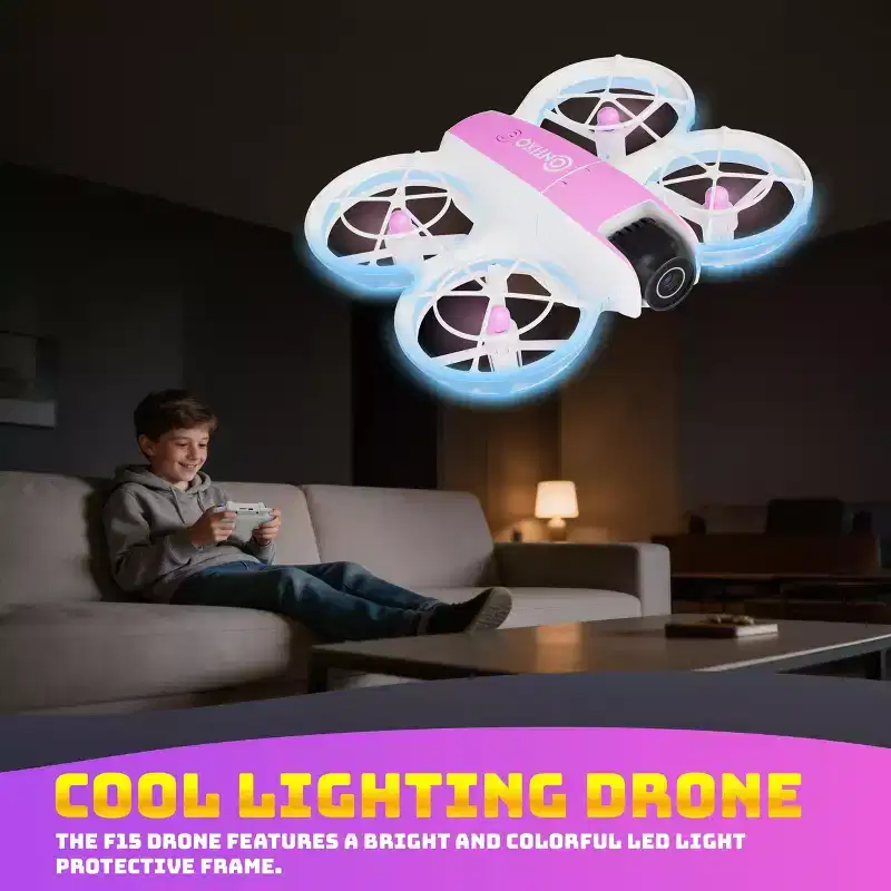 Contixo F15 Astro Kids Drone, HD Camera, 2.4 Screen Remote, Auto Hover, 2 Batteries, RGB Light 3D Flip Drones Toys Gift for Boys Girls- Pink