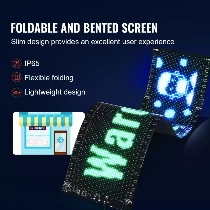 VEVOR Programmable LED Sign, P5 Full Color LED Scrolling Panel, DIY Custom Text Animation Pattern Display Board, Bluetooth APP Control, Black