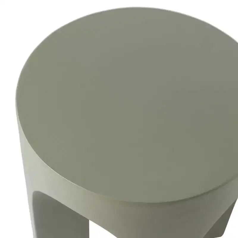 LeisureMod Crus 18 Sculptural Fiberstone End Table - Round Vaulted Base Side Table
