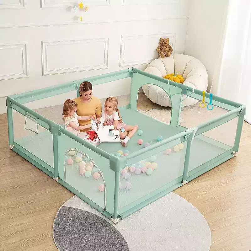 GOTGELIF 79x79 4-Panel Baby Playpen Spacious & Secure Portable Playard