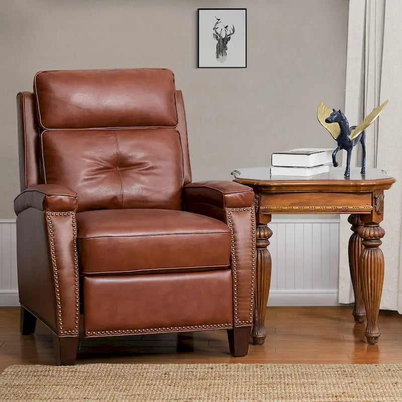 Mid-Century Modern Pushback Recliner with Nailhead Trim