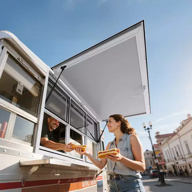 VEVOR Concession Window 60x36 in, Aluminum Alloy Service Window for Food Truck, Up to 85 Degrees Stand Serving Window with 6 Sliding Windows, White