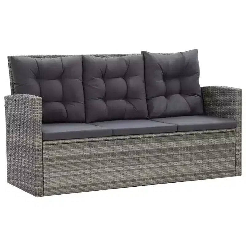 vidaXL Dining Set Grey PE rattan Large Removable Covers