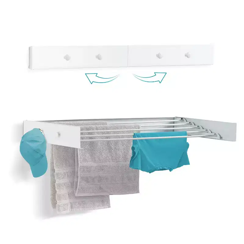 Ivation Retractable Wall Mounted Clothes Drying Rack - Foldable Laundry Drying Rack for Clothing