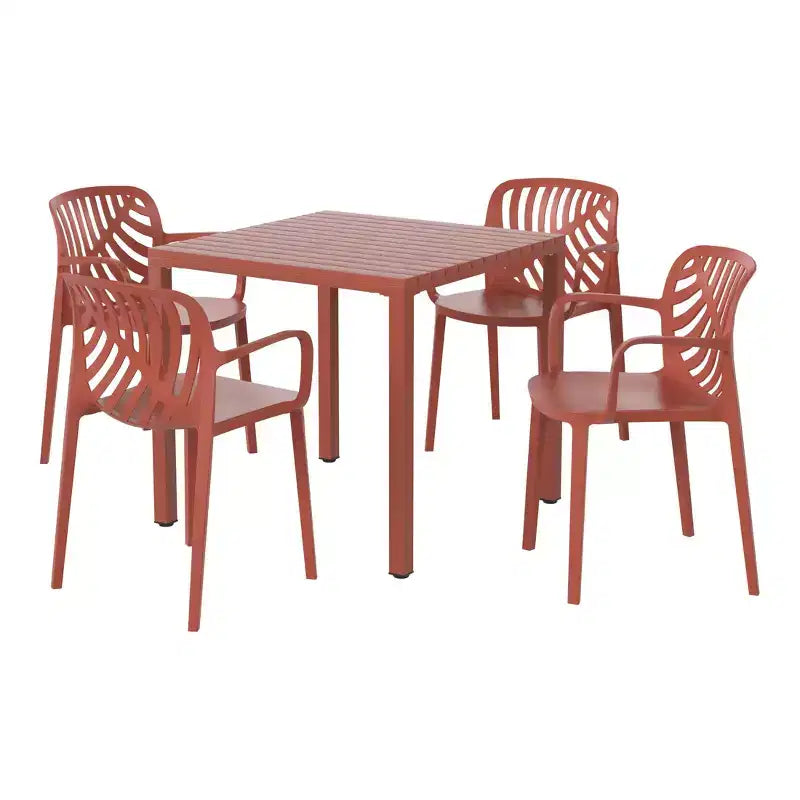 WestinTrends Playa 5-Piece Outdoor Square Dining Table Patio Set with Stackable Patio Dining Chairs