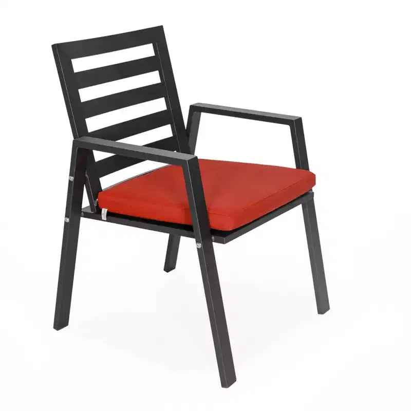 LeisureMod Chelsea 5-Piece Patio Dining Set, 48 Round Aluminum Dining Table and 4 Dining Armchair