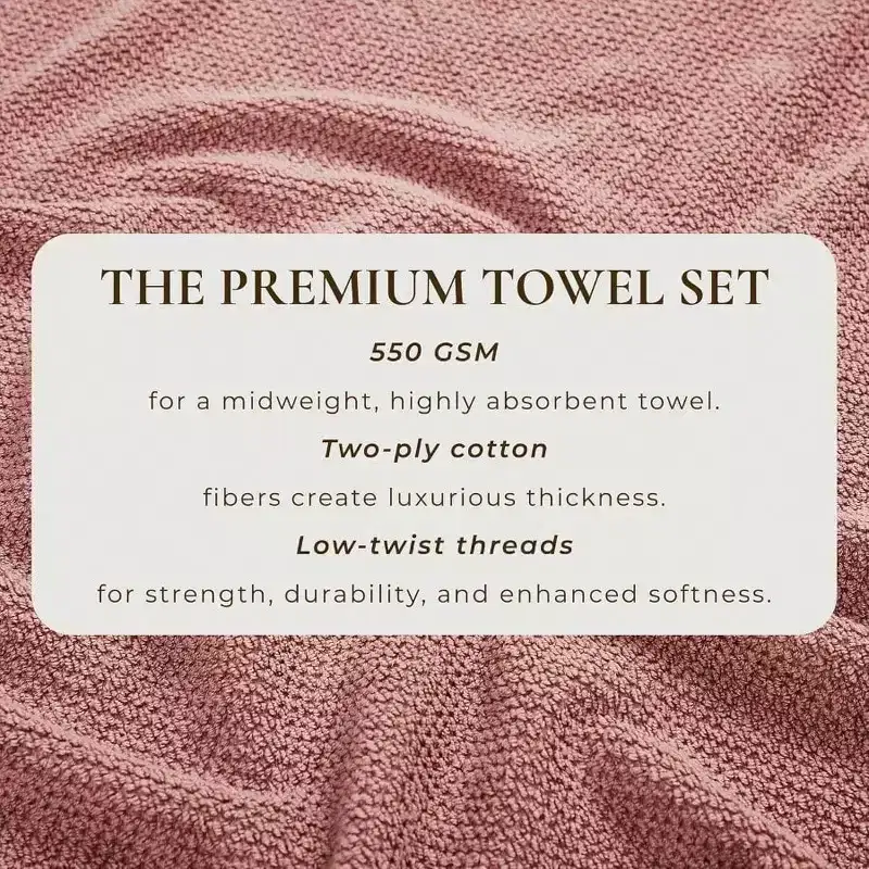 Desert Rose 100 Cotton Bath Towels - 4 Pack, 54x27, Absorbent Quick - Drying
