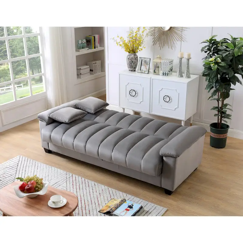 83 Comfortable Velvet Storage Sleeper Convertible Sofa Bed.