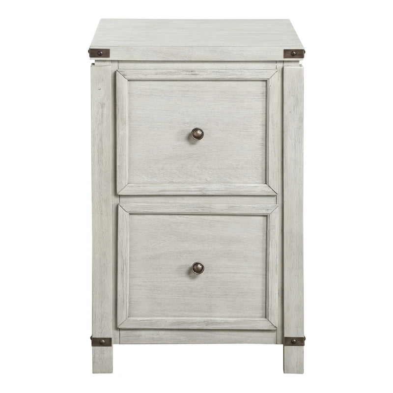 OS Home & Office Furniture Two Drawer File Cabinet in Champagne Oak Wood Veneer