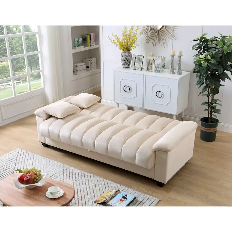 83 Comfortable Velvet Storage Sleeper Convertible Sofa Bed.