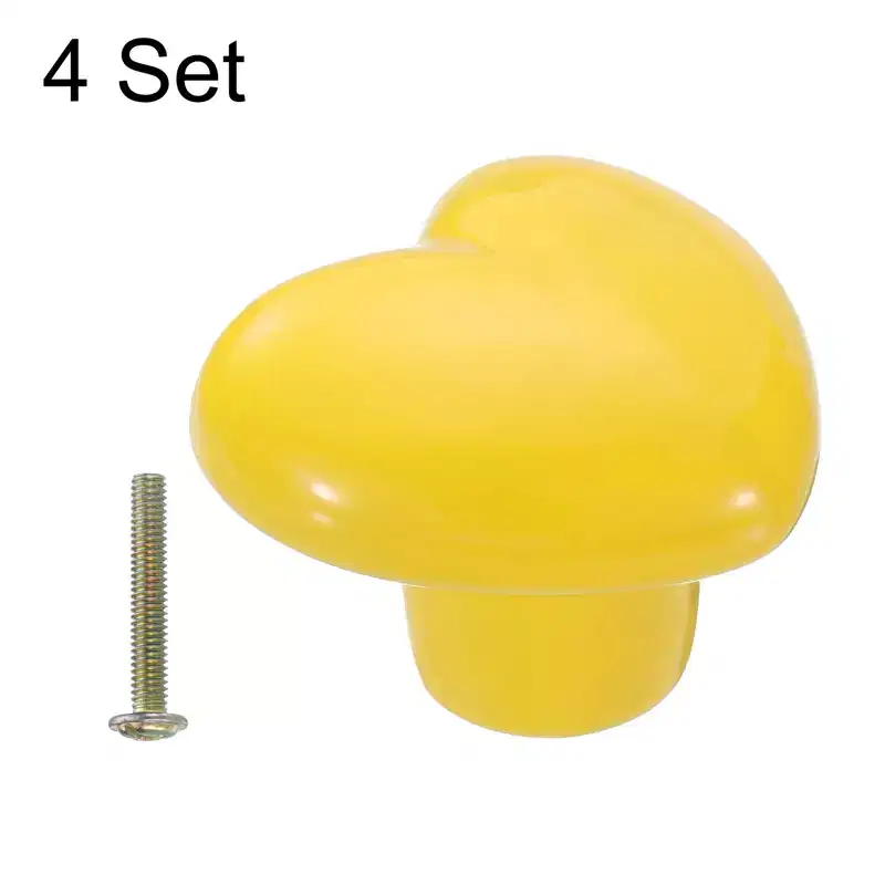 Unique Bargains Heart-Shaped Ceramic Drawer Knobs with Screw for Cupboard Wardrobe 4 Pcs