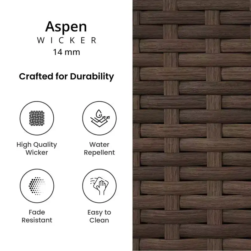 Covers&All 48 in L Rectangle Propane Fire Table, Aspen Wicker w / Windscreen & Glass