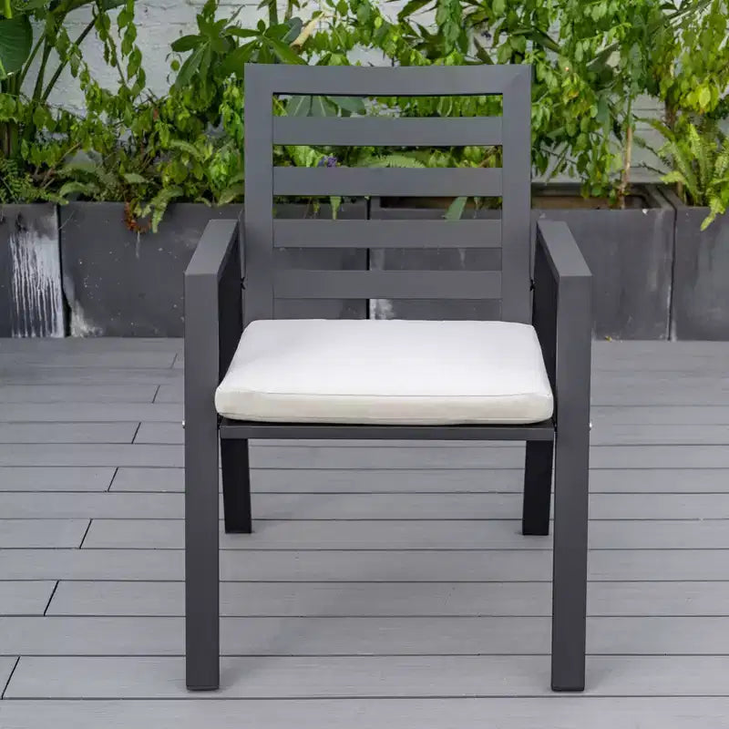 LeisureMod Chelsea 5-Piece Patio Dining Set, 48 Round Aluminum Dining Table and 4 Dining Armchair