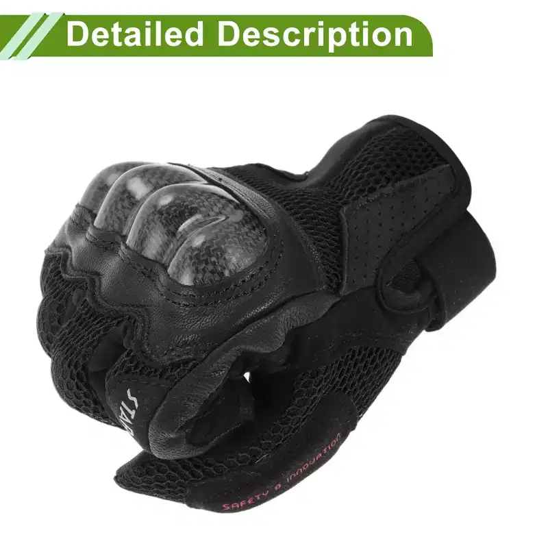 Unique Bargains Full Finger Motorcycle Gloves Carbon Fiber Pattern 1 Pair