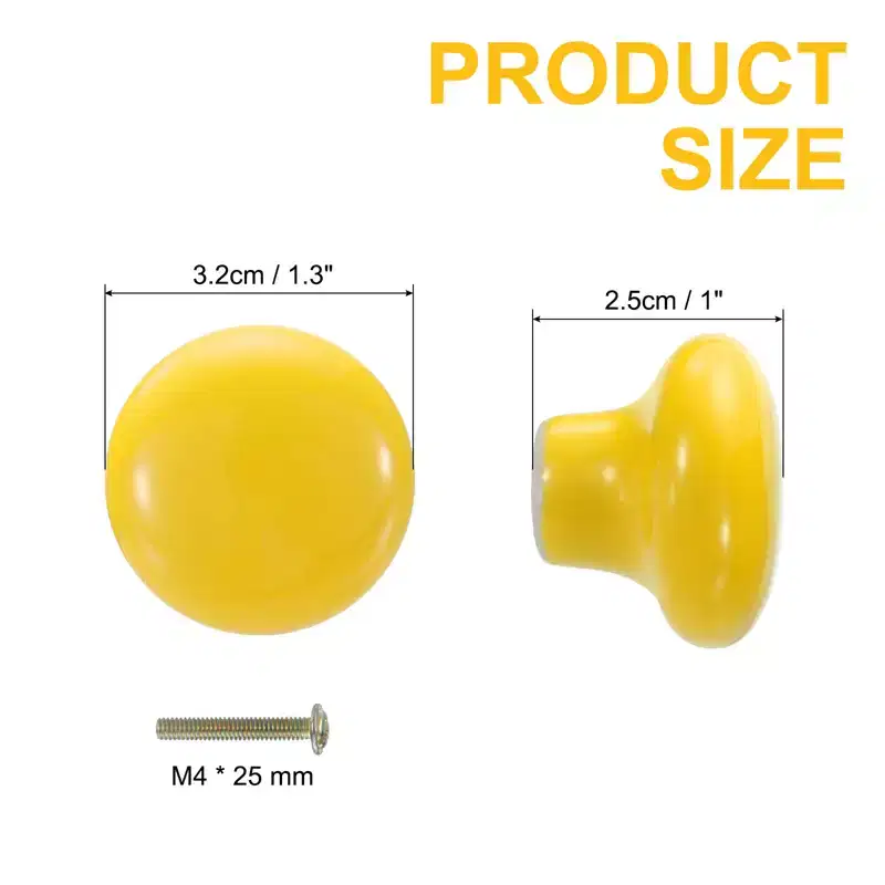 Unique Bargains Round Ceramic Drawer Knobs with Screw for Cupboard Wardrobe 2 Pcs