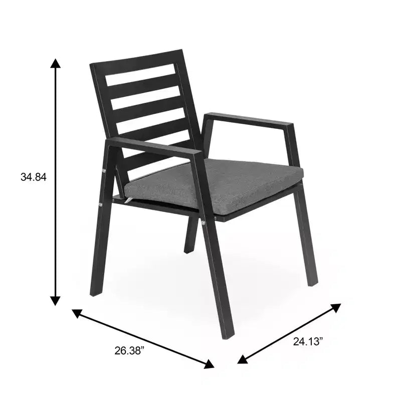 LeisureMod Chelsea 5-Piece Patio Dining Set, 48 Round Aluminum Dining Table and 4 Dining Armchair