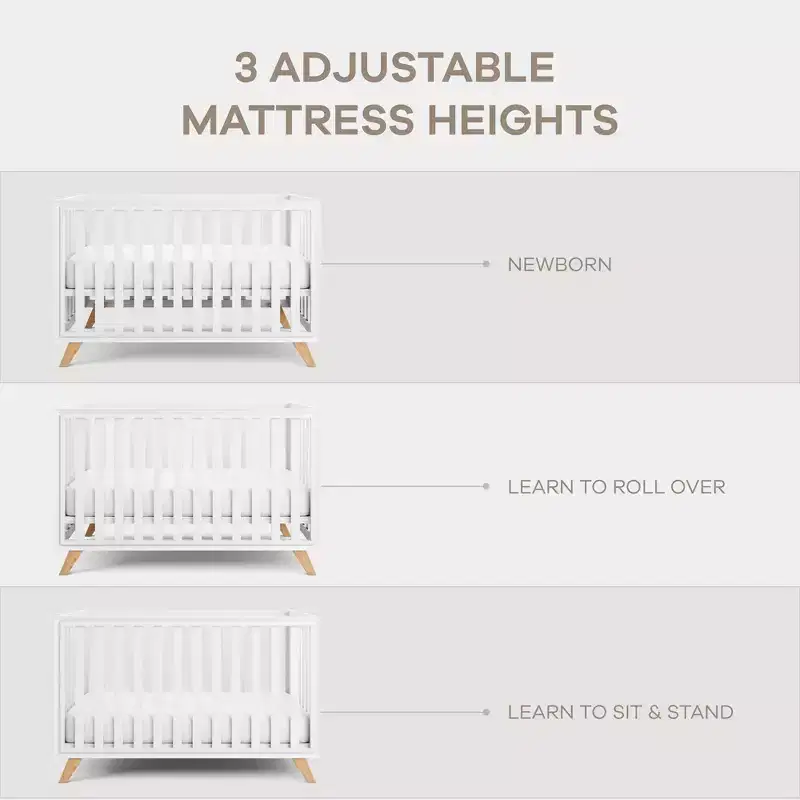 Comfy Cubs Baby Crib for 0 to 3 Years - Adjustable Mattress Height - 80 lbs Capacity Nursery Bed
