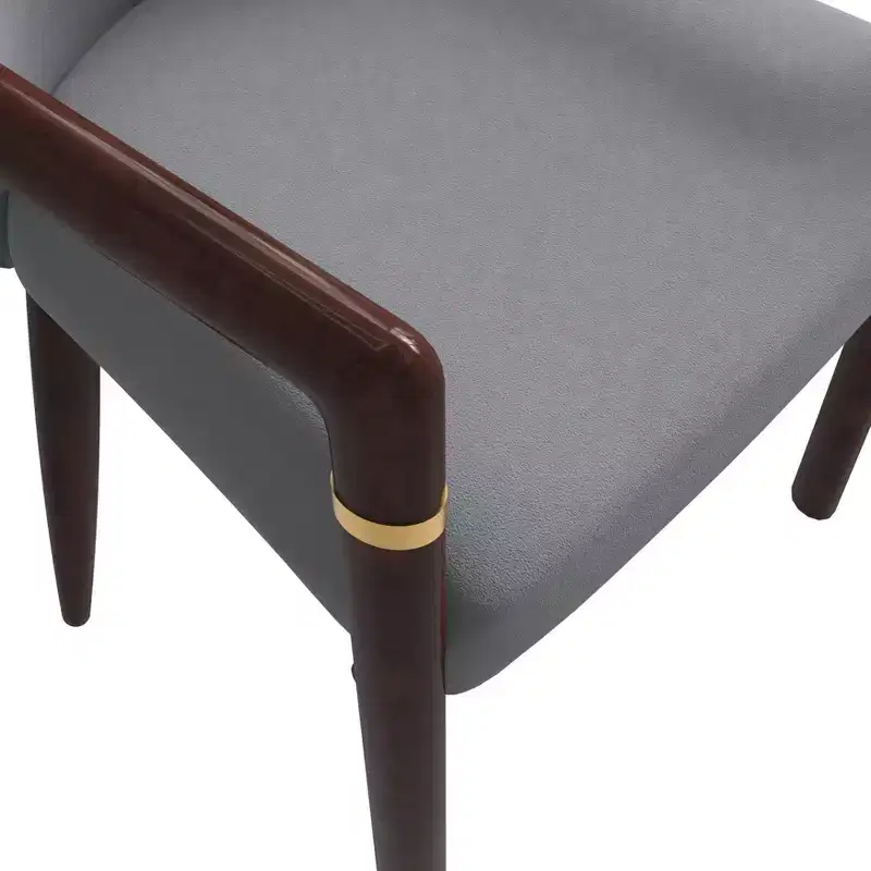 LeisureMod Opaline Set of 2 Wooden Dining Arm Chairs with Leather or Velvet Upholstery, Modern Accent Chairs for Dining Rooms