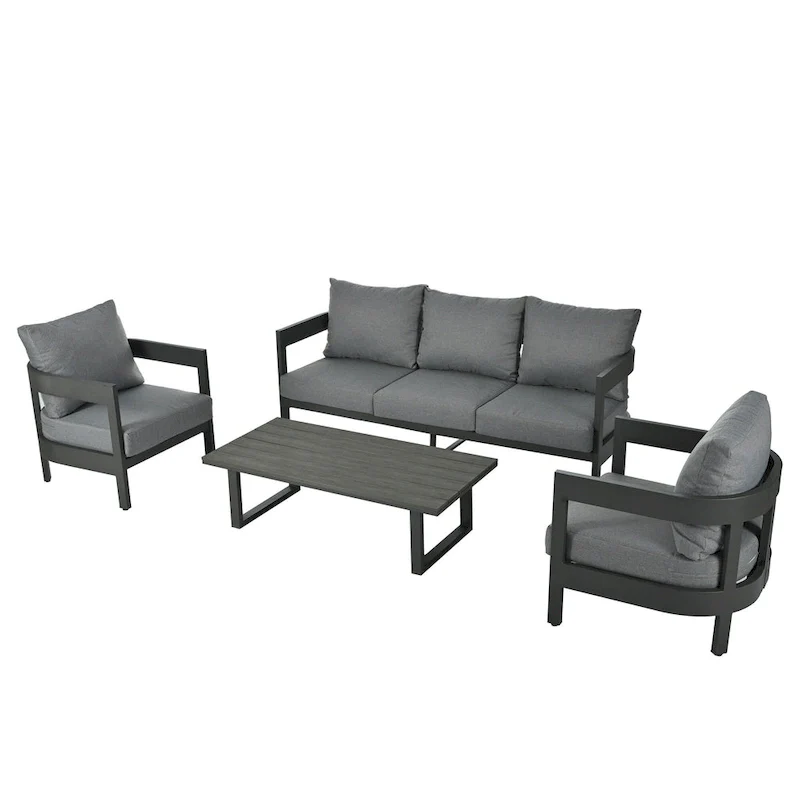 4-Piece Outdoor Seating Set with Thick Cushions
