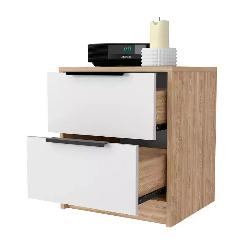 Washington Stylish Functional 2 Drawer Nightstand for Bedroom Living Room