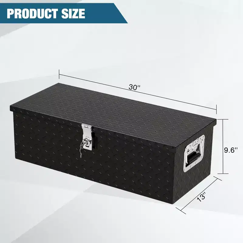 Heavy Duty Aluminum Tool Box Pick Up Truck Bed RV Trailer Toolbox Waterproof Square Storage