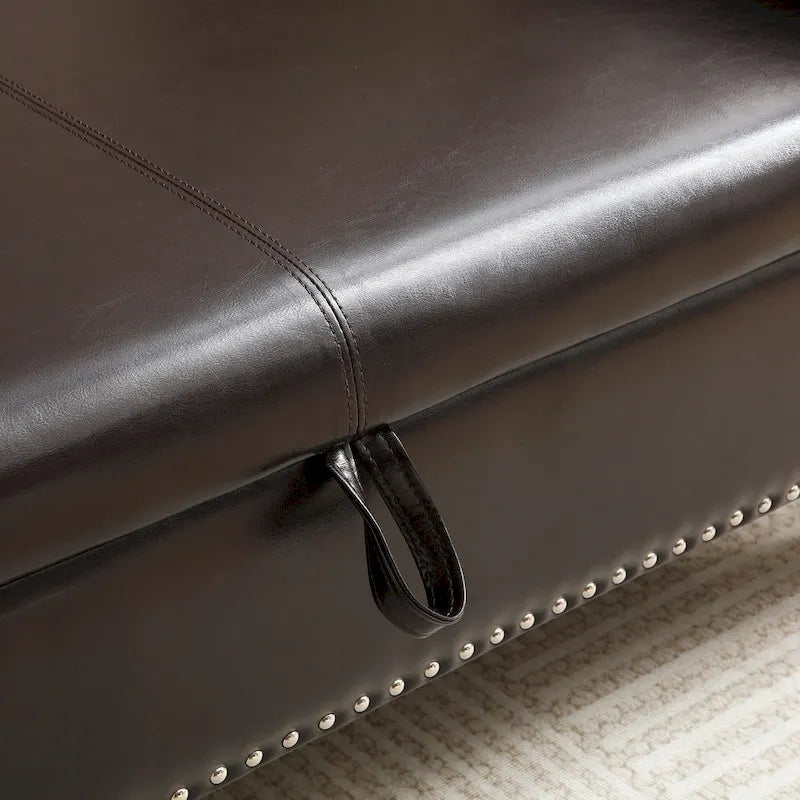 Upholstered Storage Ottoman Bench – Brown / Beige / Blue / Black / Grey / Pink, Velvet, Rolled Arms, Seats 2