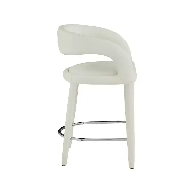 Cream Faux Leather Counter Height Bar Stool