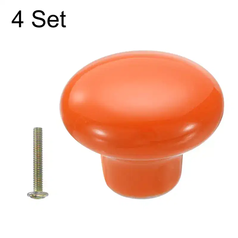 Unique Bargains Round Ceramic Drawer Knobs with Screw for Cupboard Wardrobe 4 Pcs