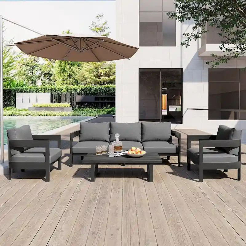 4-Piece Outdoor Seating Set with Thick Cushions