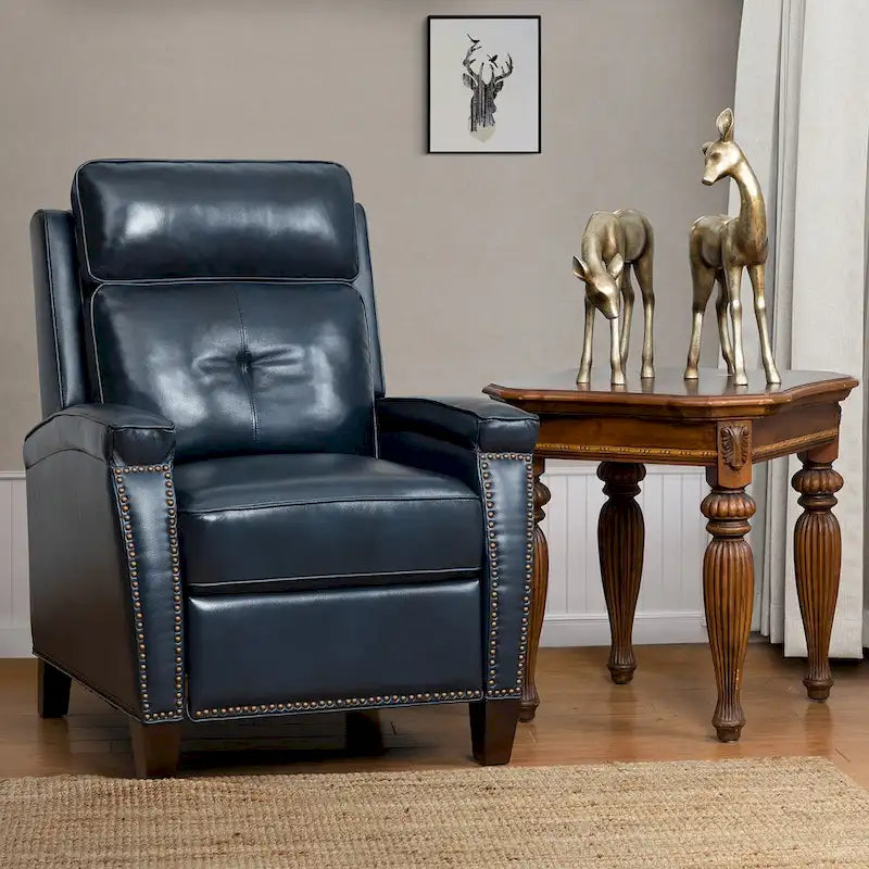 Mid-Century Modern Pushback Recliner with Nailhead Trim