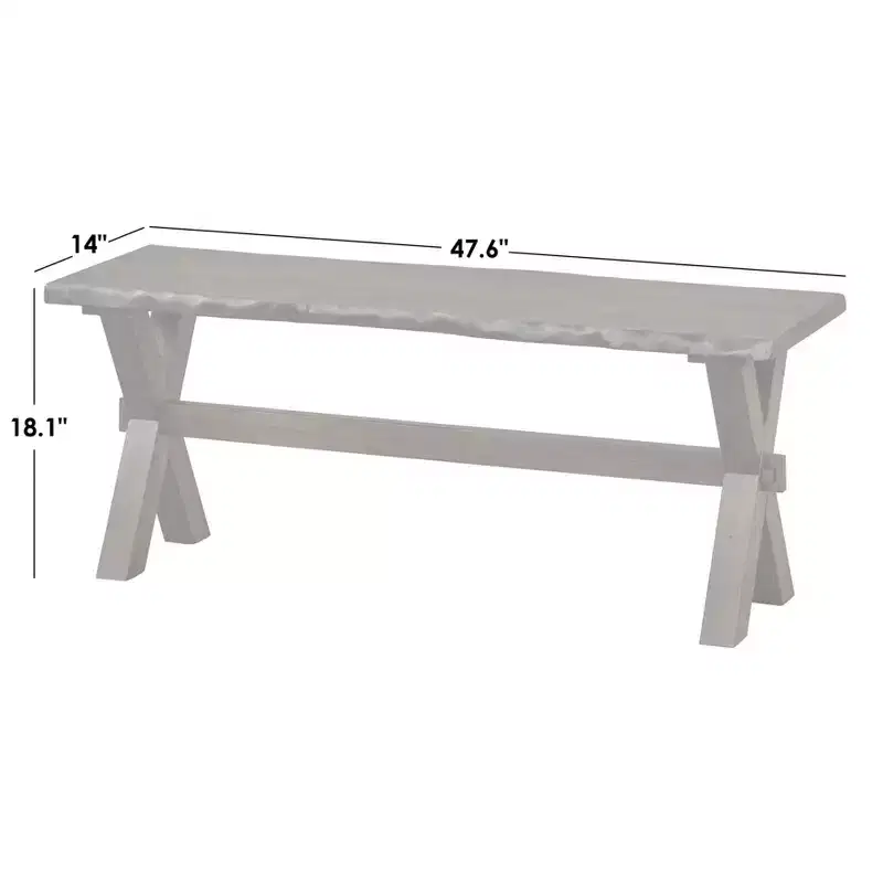 Buylateral Mandeville Rustic Live Edge Solid Wood Dining Bench Walnut: Wood Frame, Rectangular, Seats 2, Varnished Finish