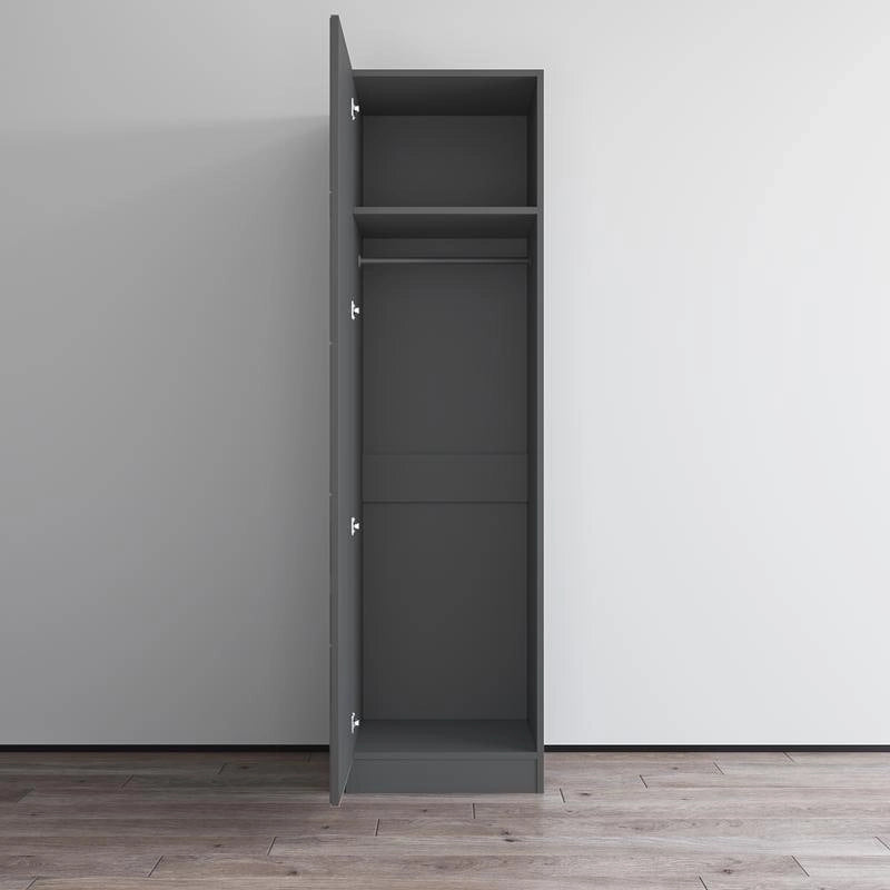 Wardrobe Armoire – Black / Grey / White, Glass Front, Matte Body, Contemporary Style