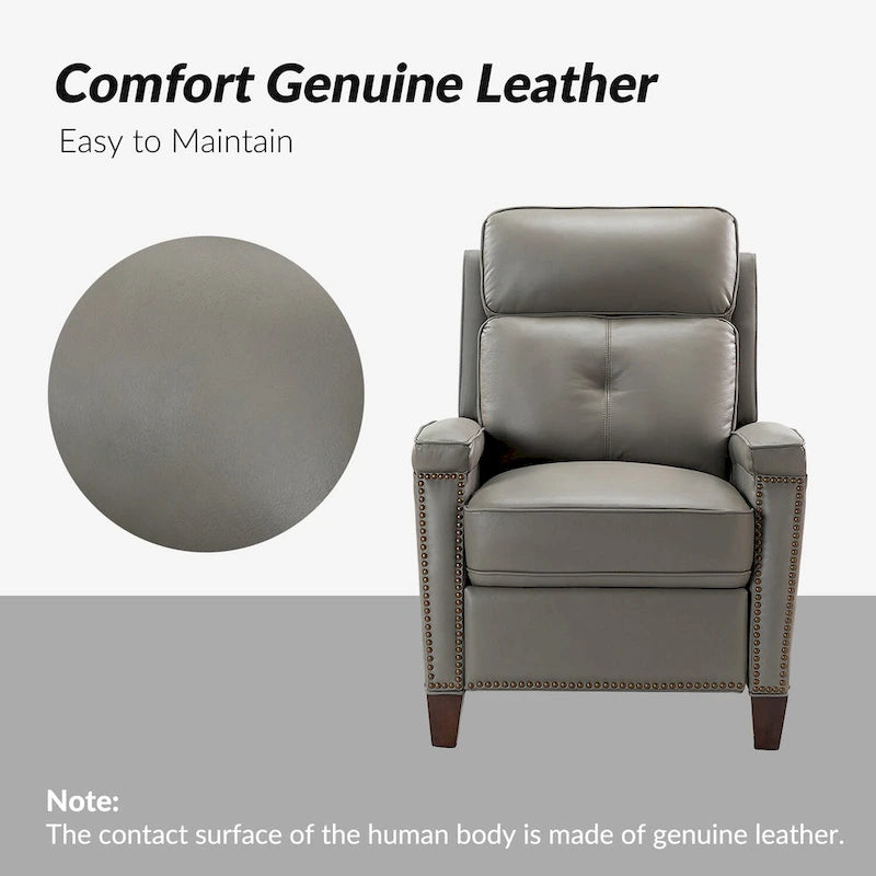Mid-Century Modern Pushback Recliner with Nailhead Trim