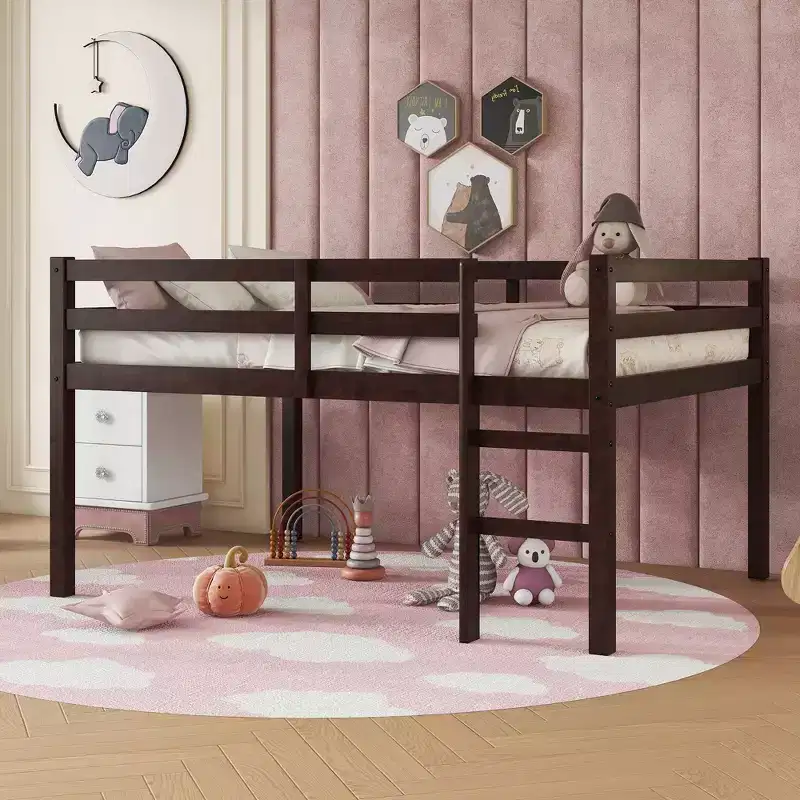 MAYEERTY Twin Bunk Bed Kid-Friendly Safety Rail Solid Pine Wood