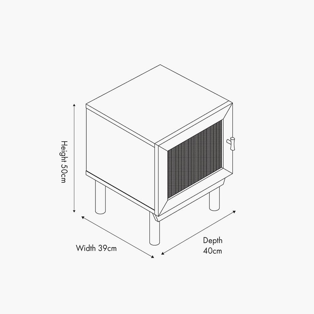 Natural Rattan 1 Door Bedside Table