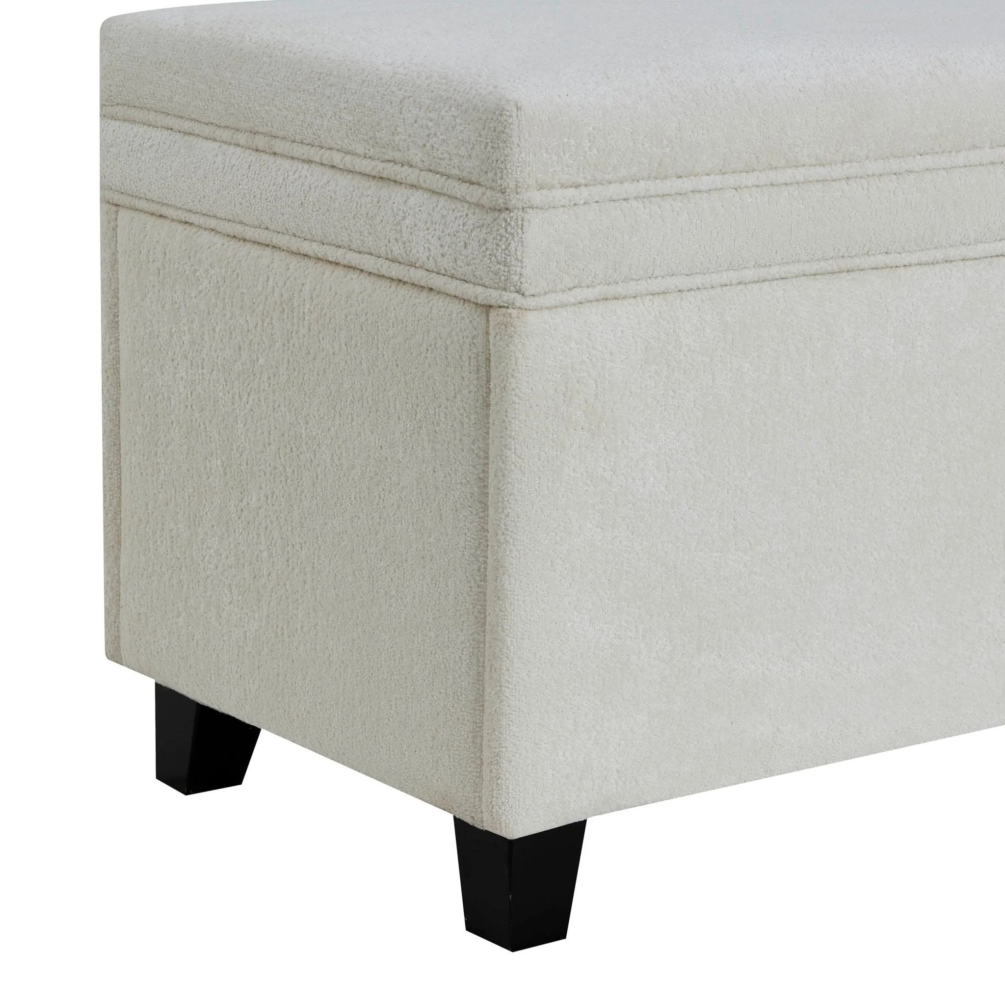 Storage Ottoman - Chenille Ecru