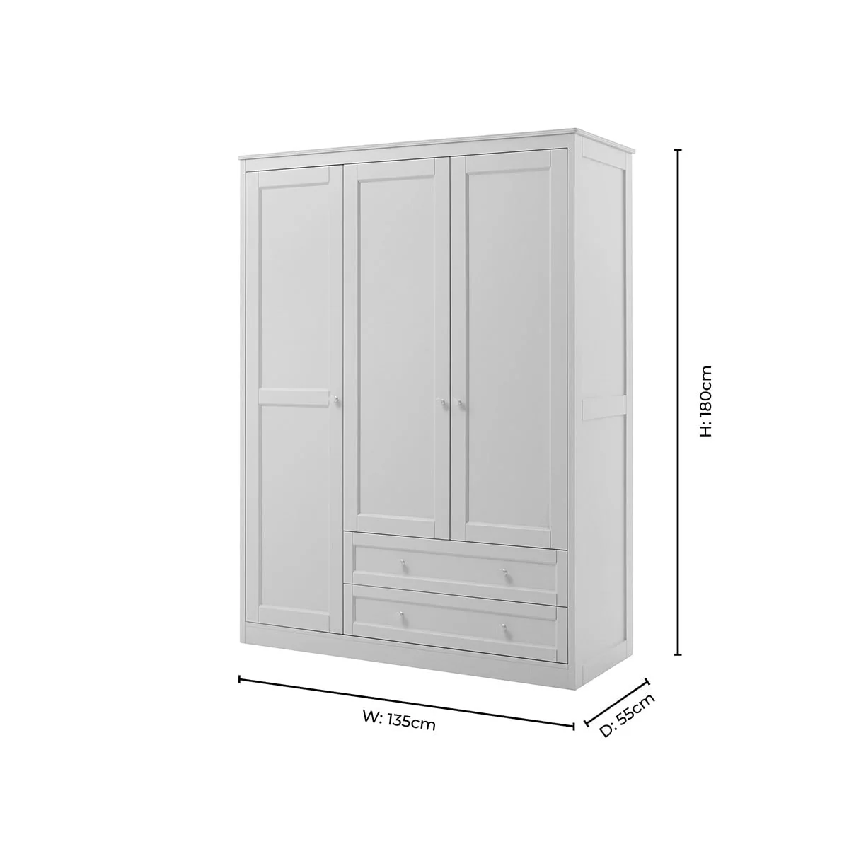 3 Door Wardrobe with Drawers - Taupe
