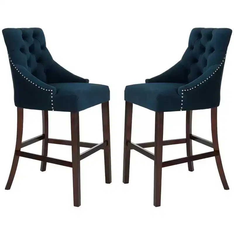 Tufted Wing Back Bar Stool