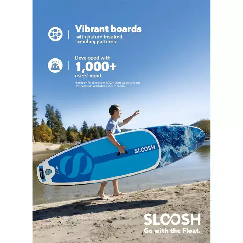 SLOOSH 126'' Ripple Inflatable Stand Up Paddle Board SUP with Premium Accessories, Non-Slip EVA Deck, Bag Included for Youth & Adults Water Adventure