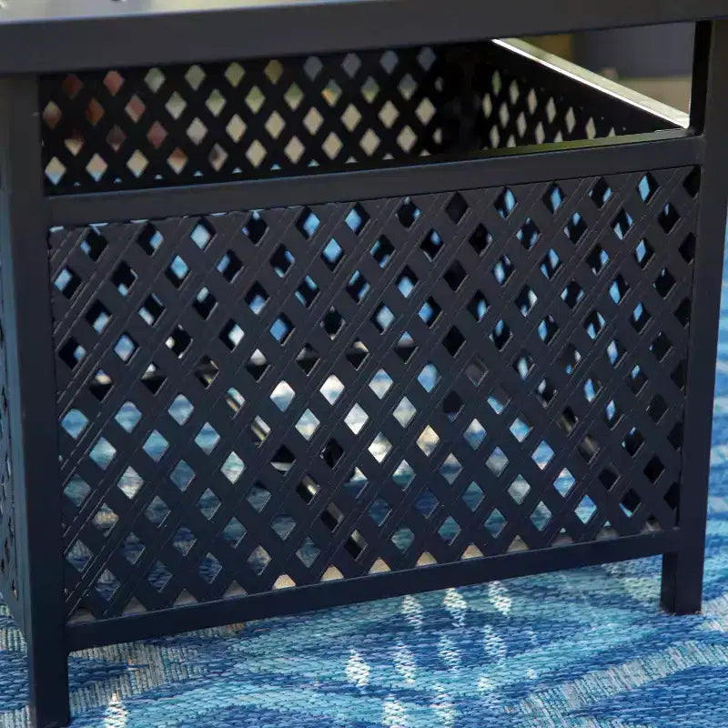 Captiva Designs 3pc Outdoor Patio Slatted Tabletop Square Dining Steel Table & Arm Chairs