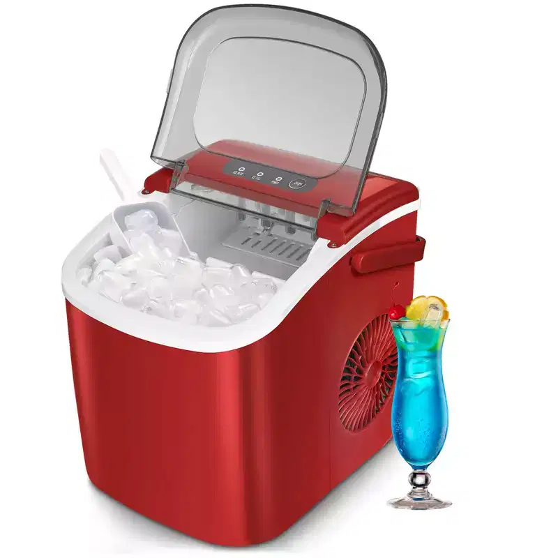 Portable Ice Maker,Countertop Model,Self-Cleaning,26.5lbs/24Hrs,6 Mins/9 Pcs Bullet Ice,Includes Ice Scoop and Basket