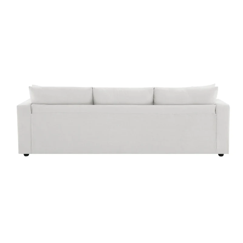 White L-Shaped Sectional Sofa with Ottoman, Seats 5