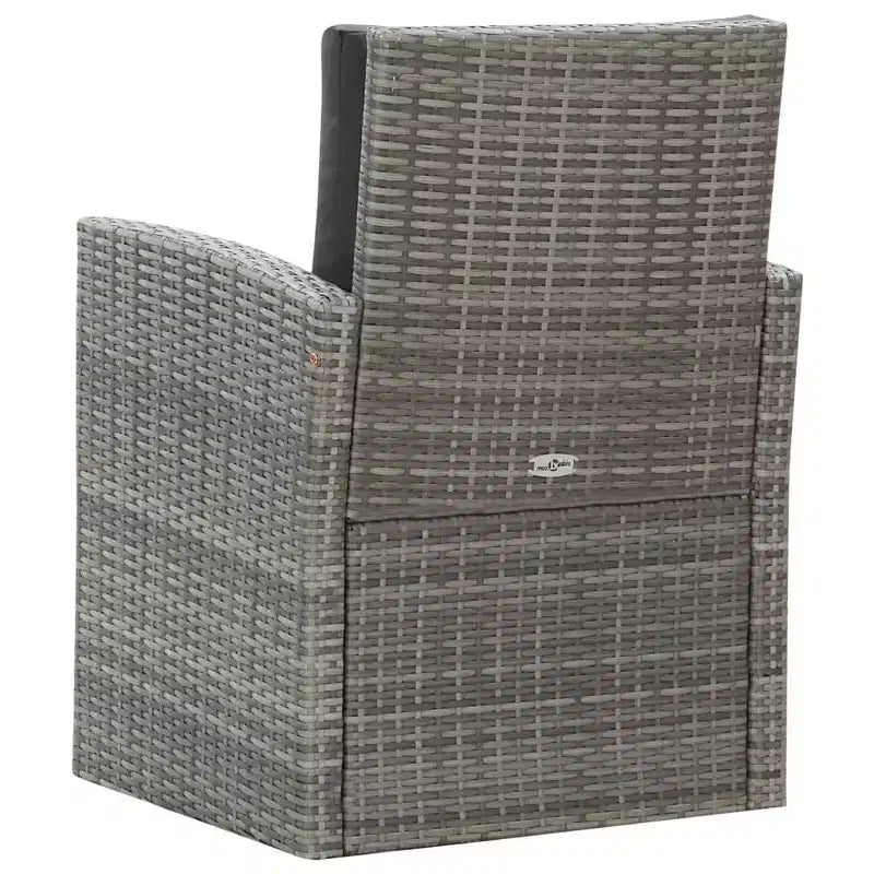 vidaXL Dining Set Grey PE rattan Large Removable Covers