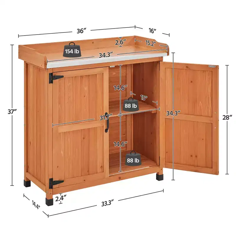 Yaheetech Outdoor Garden Potting Bench Table with Cabinet