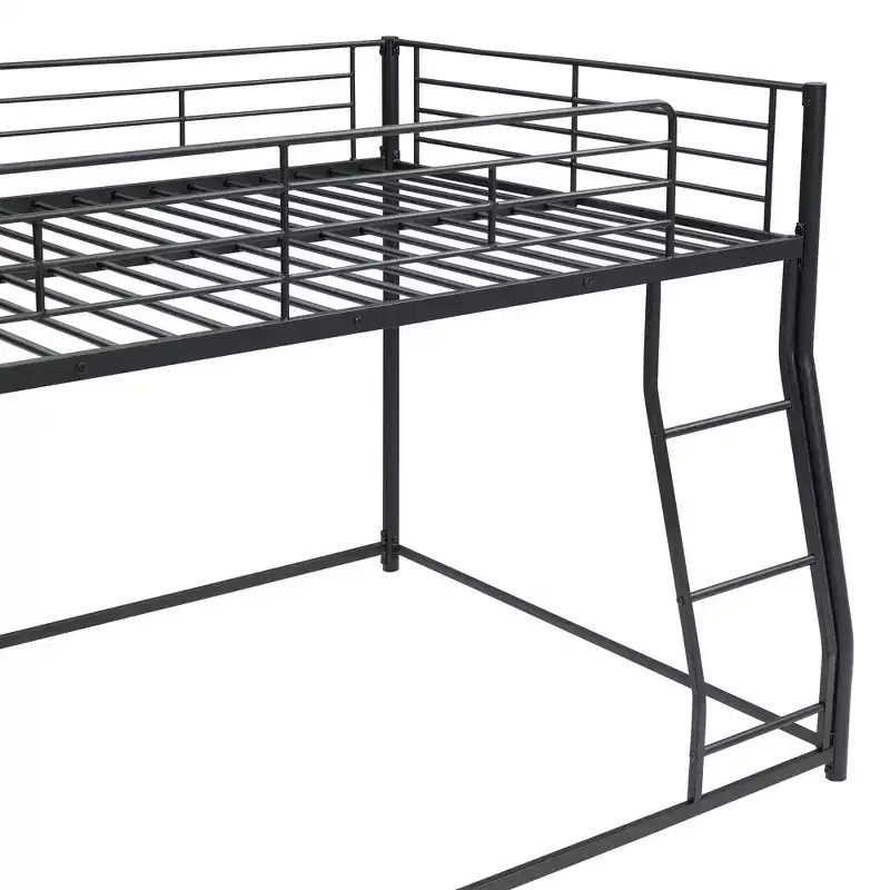 Twin XL over Queen Metal Bunk Bed with Ladder and Safety Guardrail